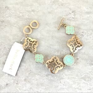 Bella Jack Gold Tone Teal Cut Out Bracelet